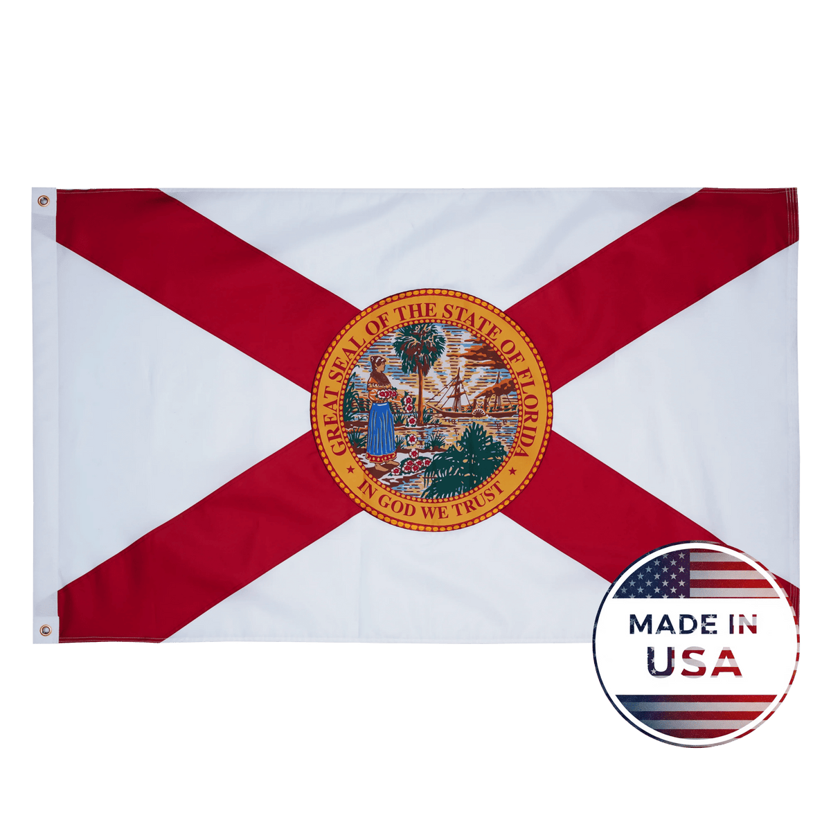 Florida state flag made in USA with embroidered outdoor construction