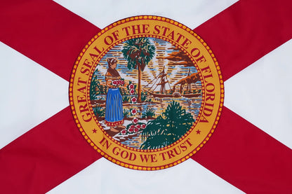 Florida state flag embroidered detail and fabric construction