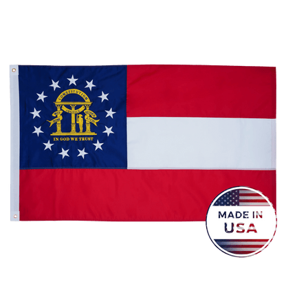 Georgia state flag made in USA with embroidered outdoor construction