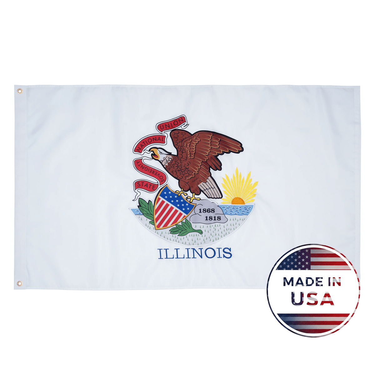Illinois state flag made in USA with embroidered outdoor construction