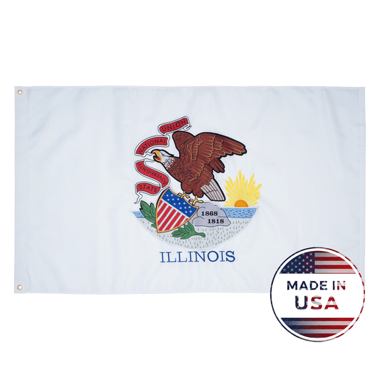 Illinois state flag made in USA with embroidered outdoor construction