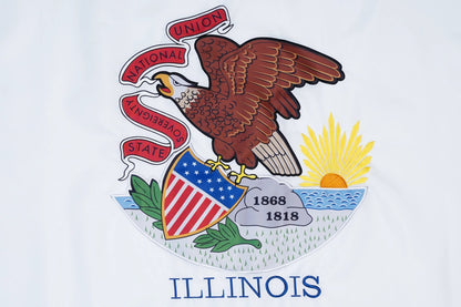 Illinois state flag embroidered detail and fabric construction