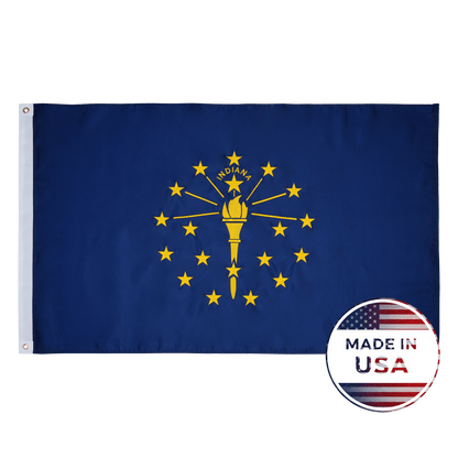 Indiana state flag made in USA with embroidered outdoor construction