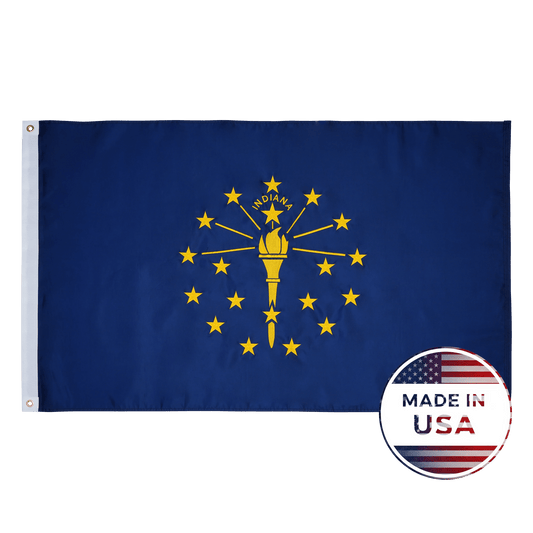 Indiana state flag made in USA with embroidered outdoor construction