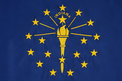 Indiana state flag embroidered detail and fabric construction
