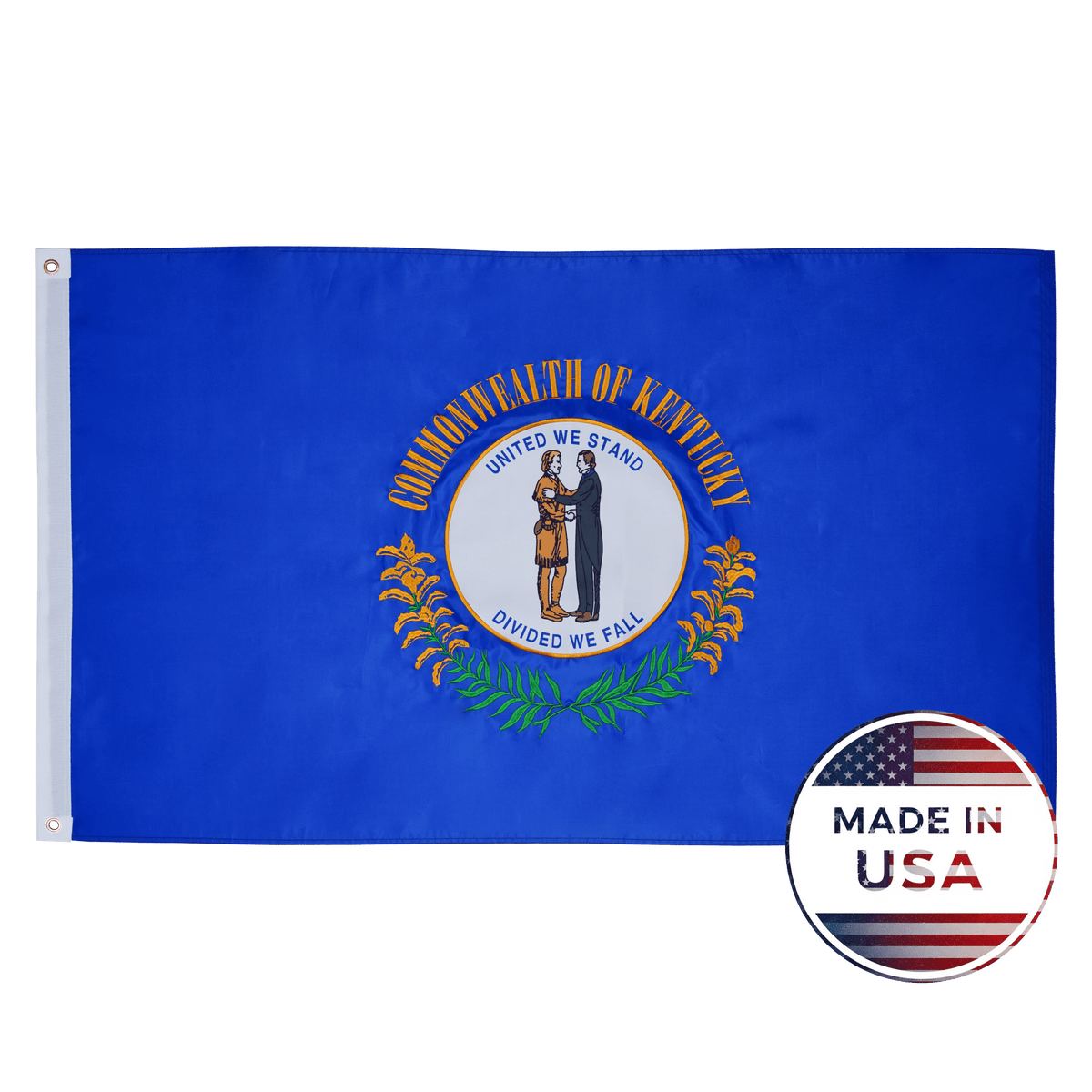 Kentucky state flag made in USA with embroidered outdoor construction