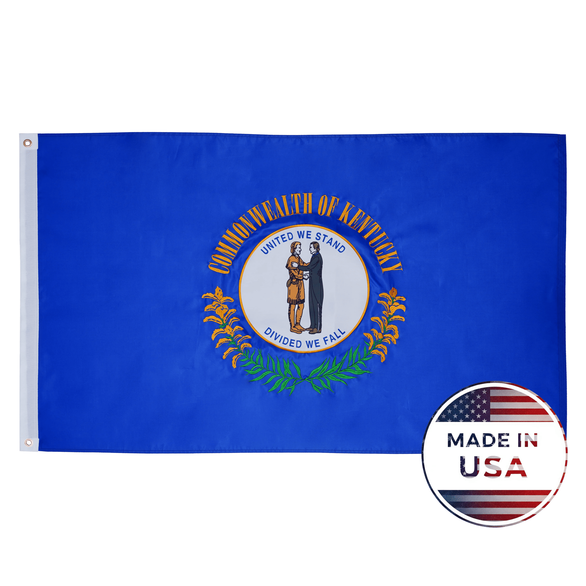Kentucky state flag made in USA with embroidered outdoor construction