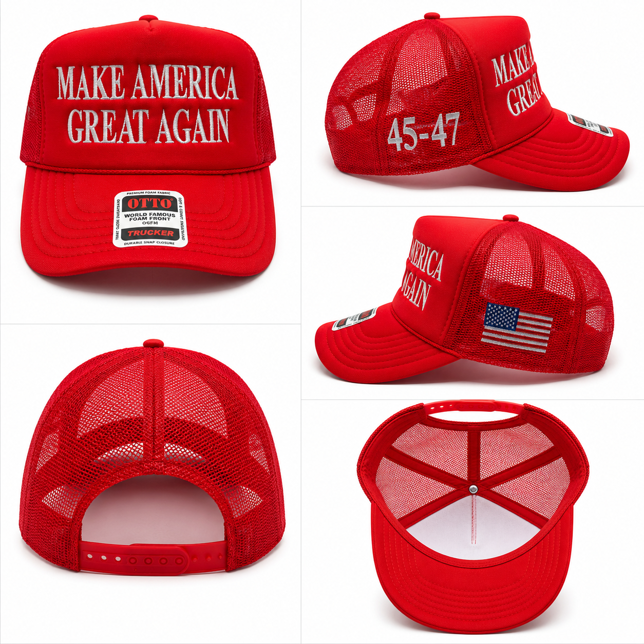 MAGA Trucker Hat – Make America Great Again 45-47 Red Mesh Cap