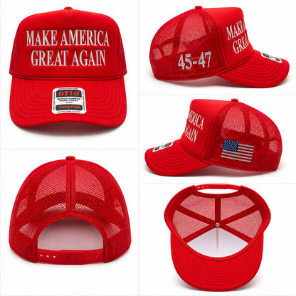 MAGA Trucker Hat – Make America Great Again 45-47 Red Mesh Cap