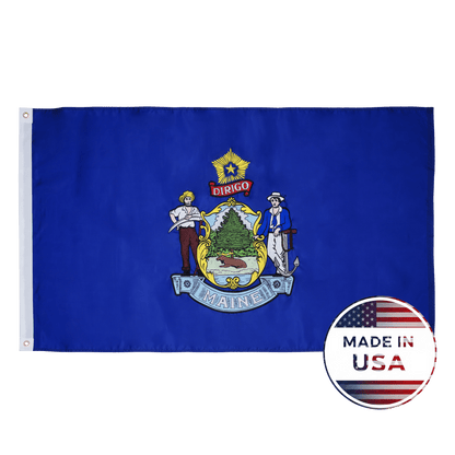 Maine state flag made in USA with embroidered outdoor construction