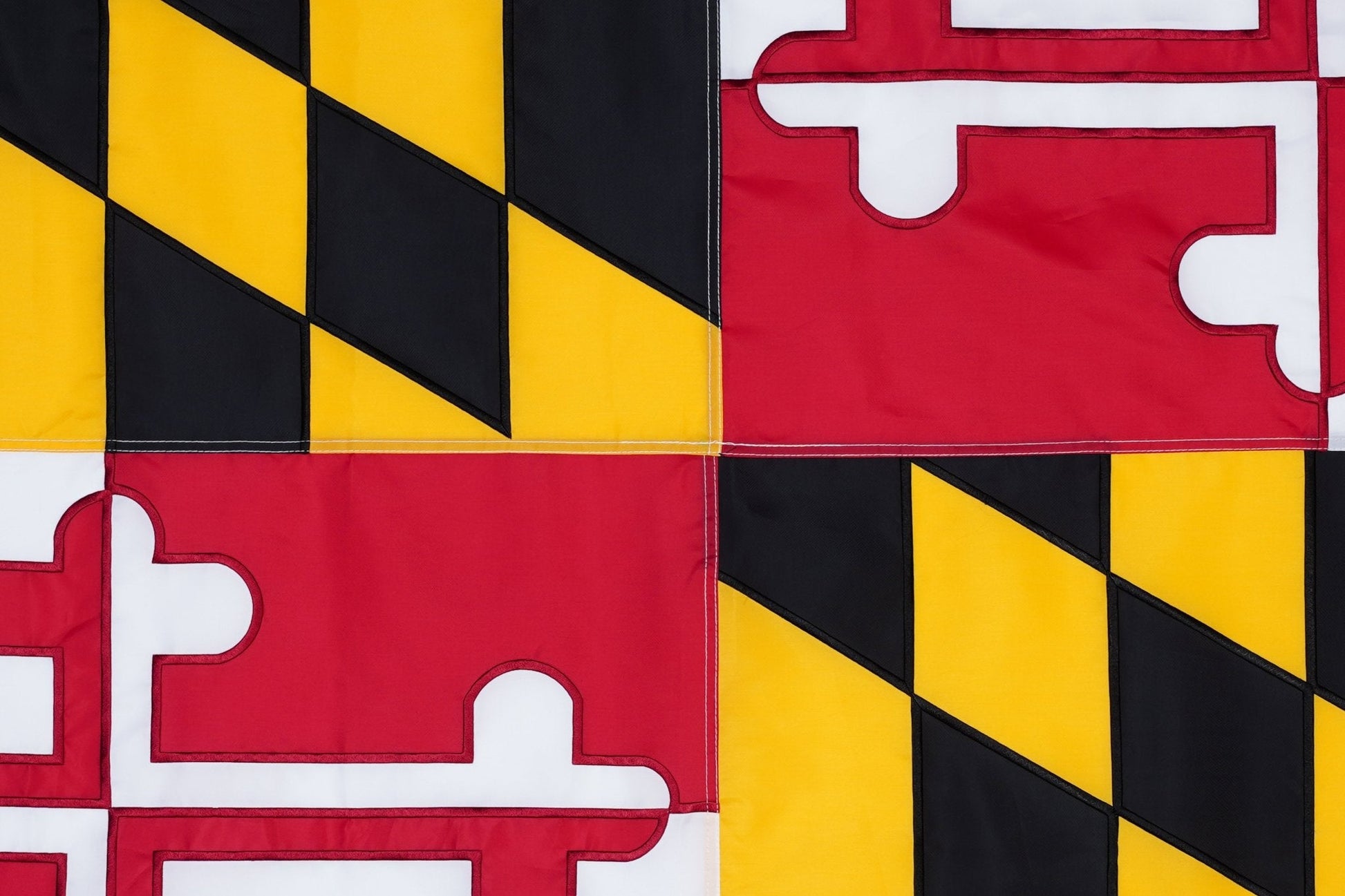 Maryland state flag embroidered detail and fabric construction