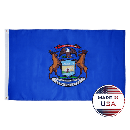 Michigan state flag made in USA with embroidered outdoor construction