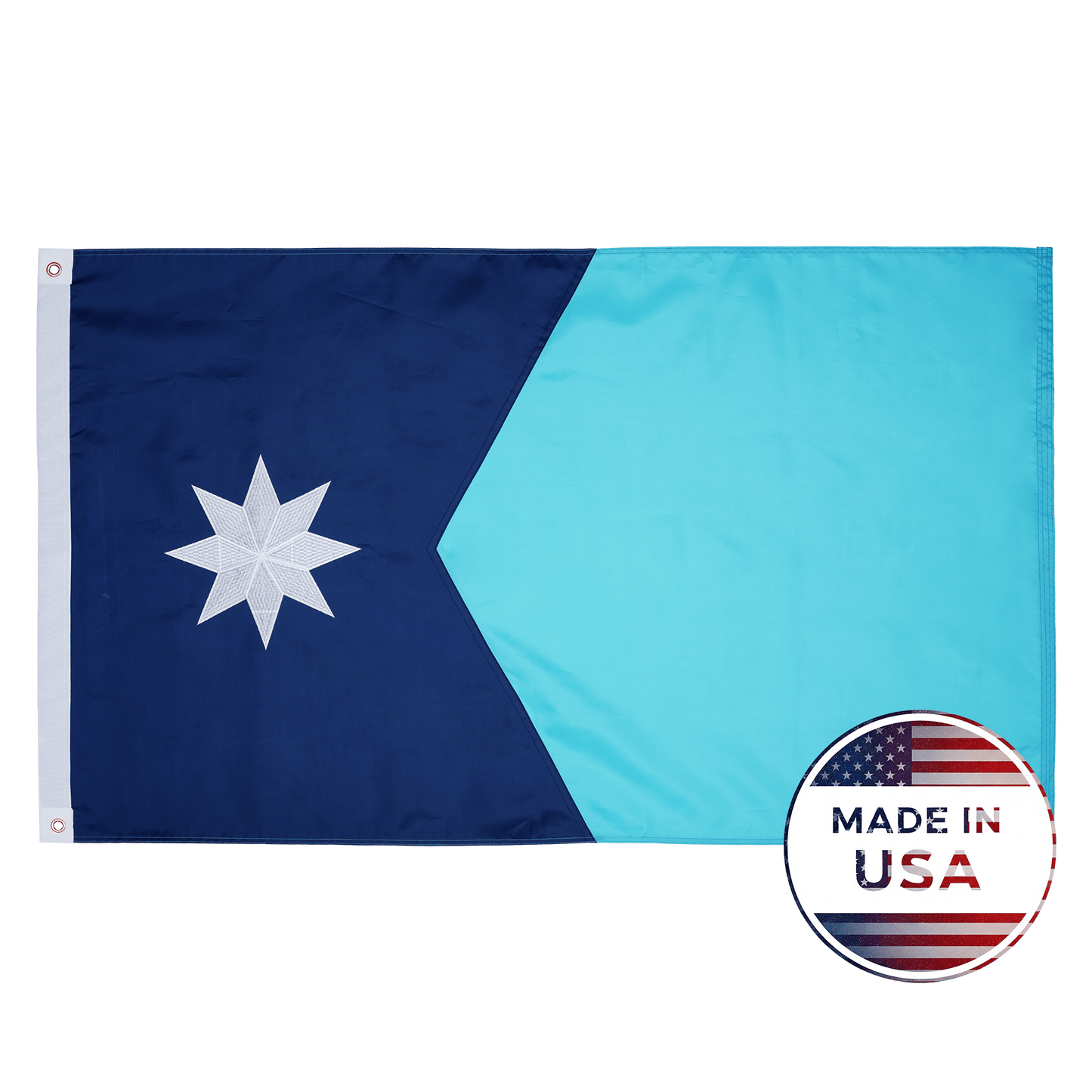 Minnesota state flag made in USA with embroidered outdoor construction