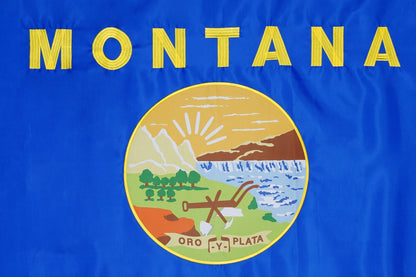 Montana state flag embroidered detail and fabric construction