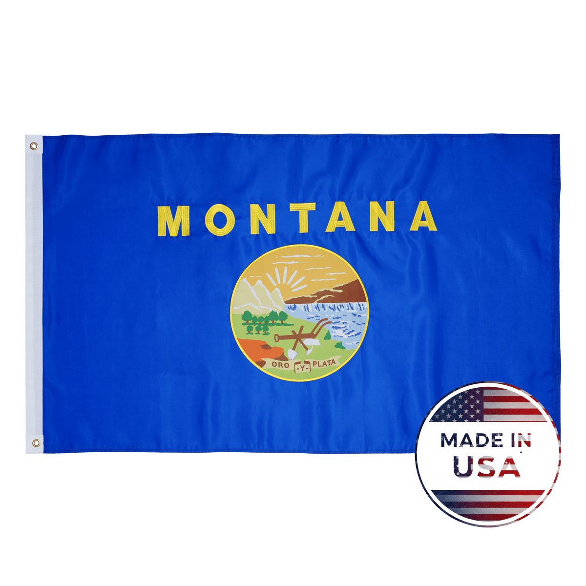 Montana state flag made in USA with embroidered outdoor construction