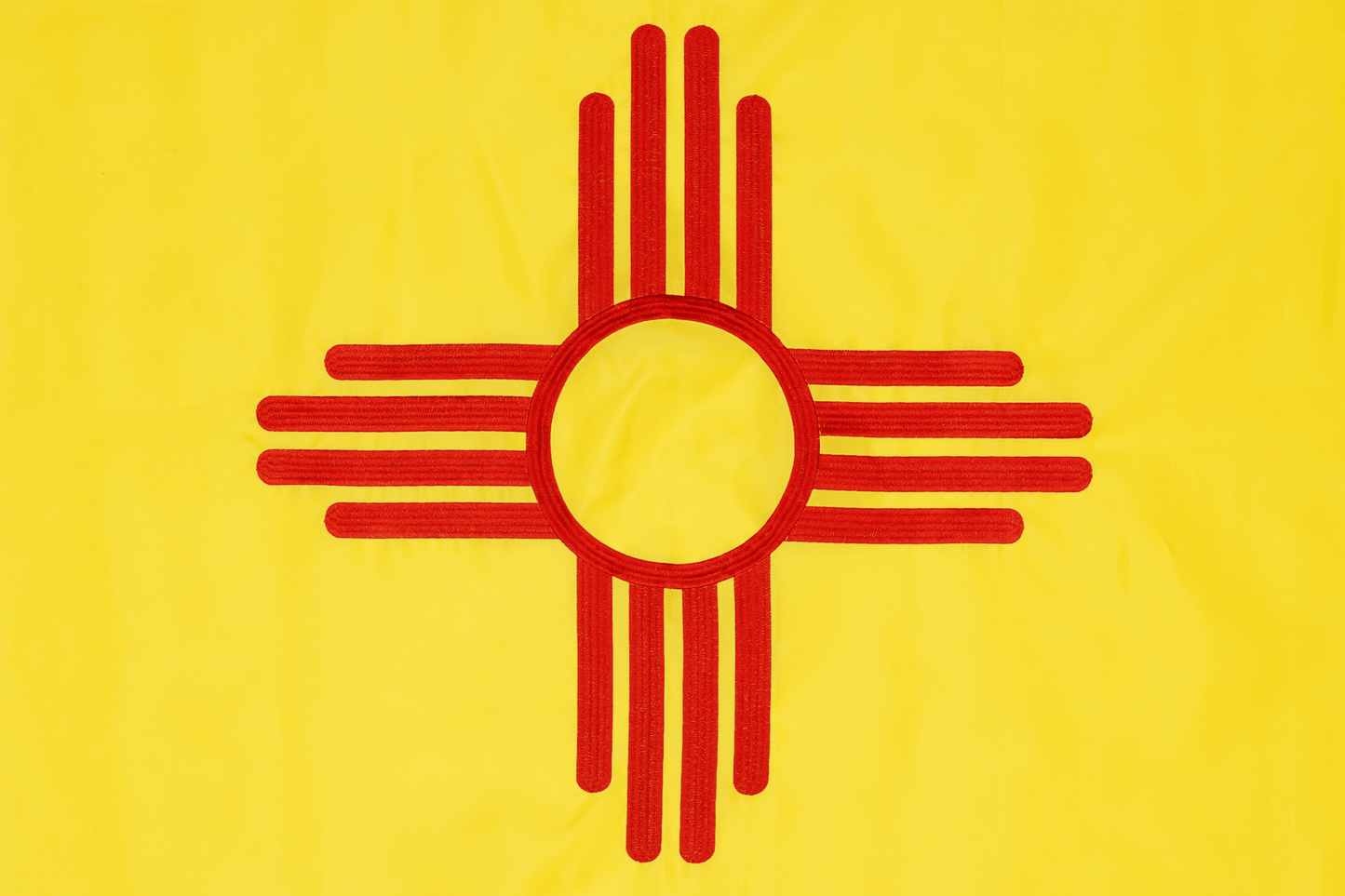 New Mexico state flag embroidered detail and fabric construction