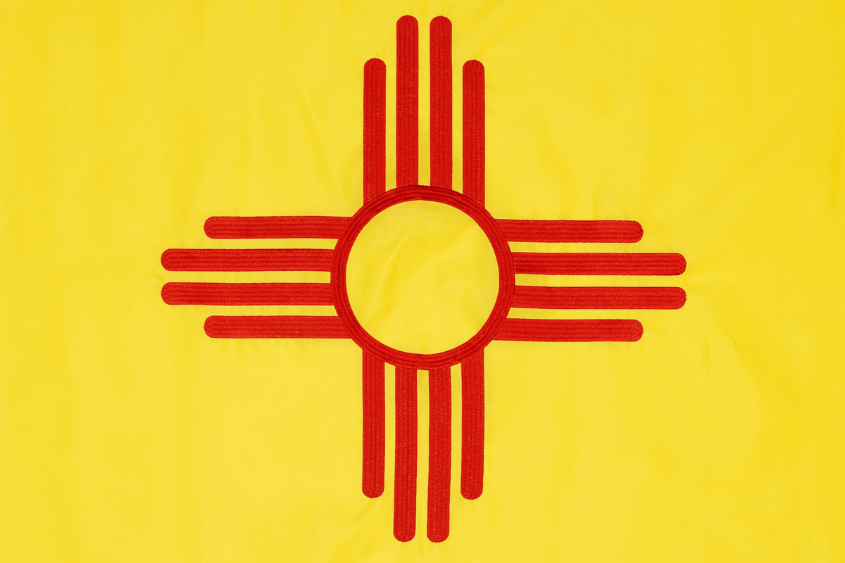 New Mexico state flag embroidered detail and fabric construction