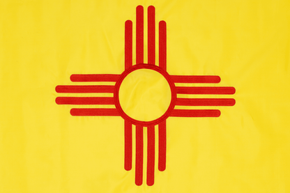 New Mexico state flag embroidered detail and fabric construction