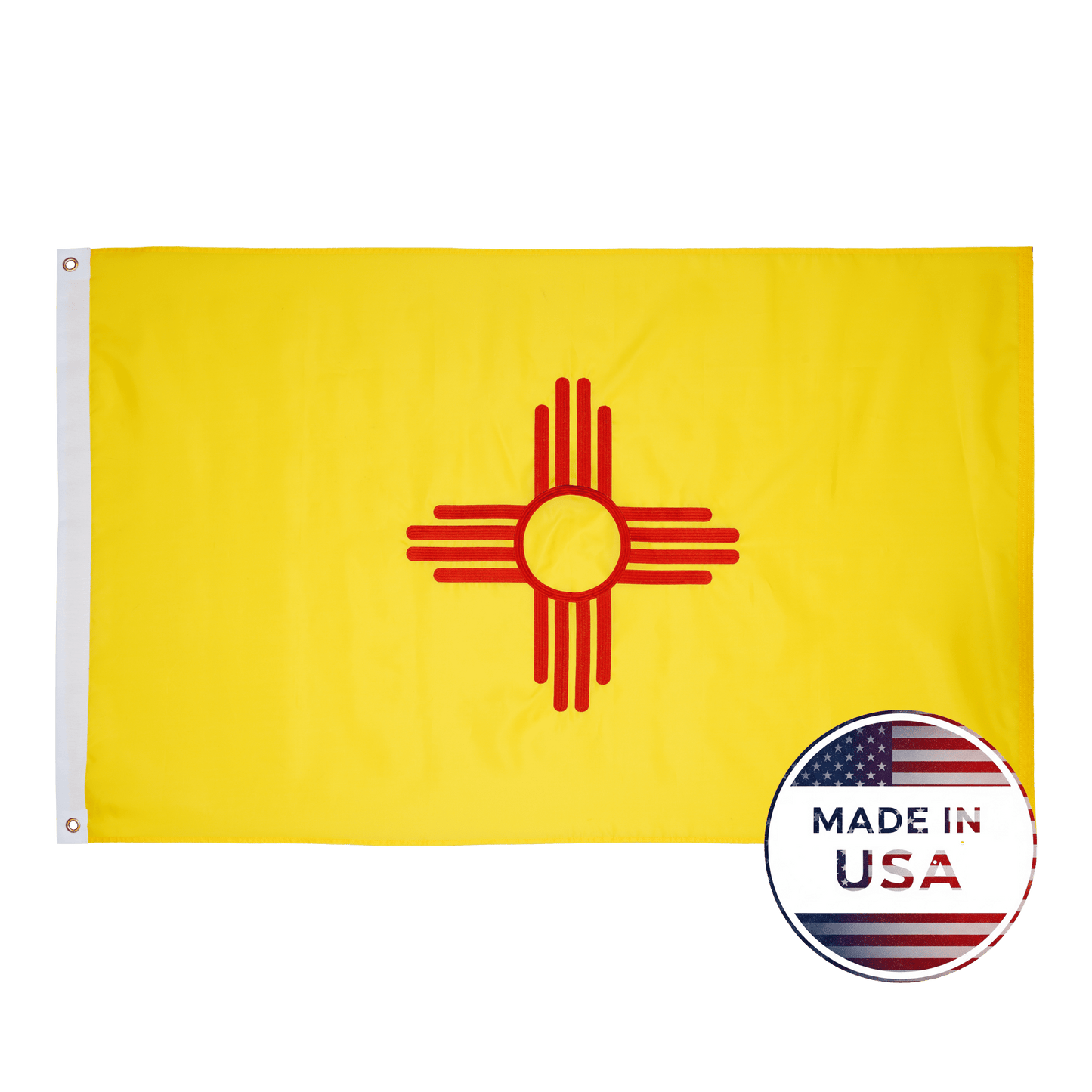 New Mexico state flag made in USA with embroidered outdoor construction