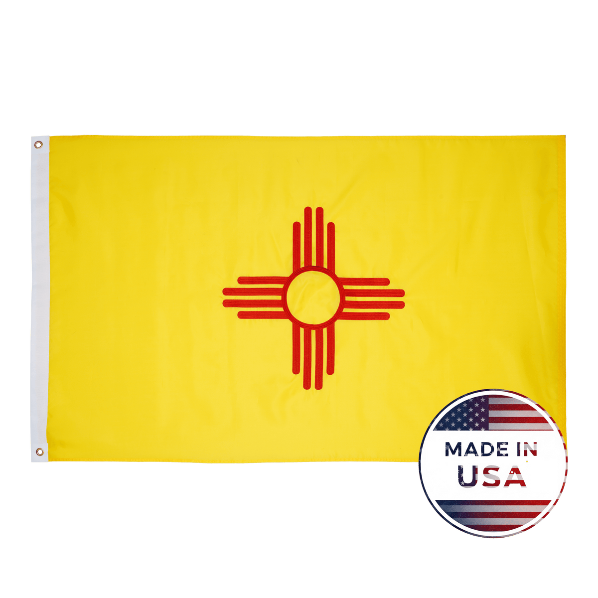 New Mexico state flag made in USA with embroidered outdoor construction