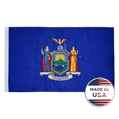 New York state flag made in USA with embroidered outdoor construction