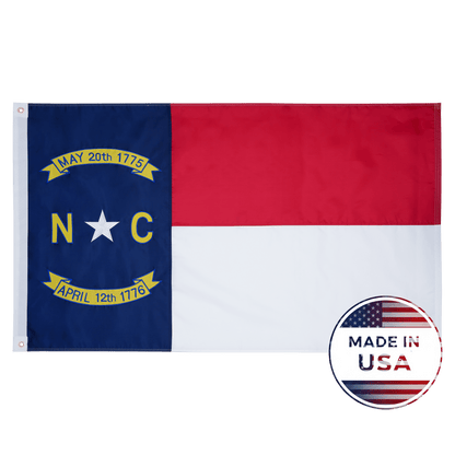 North Carolina state flag made in USA with embroidered outdoor construction