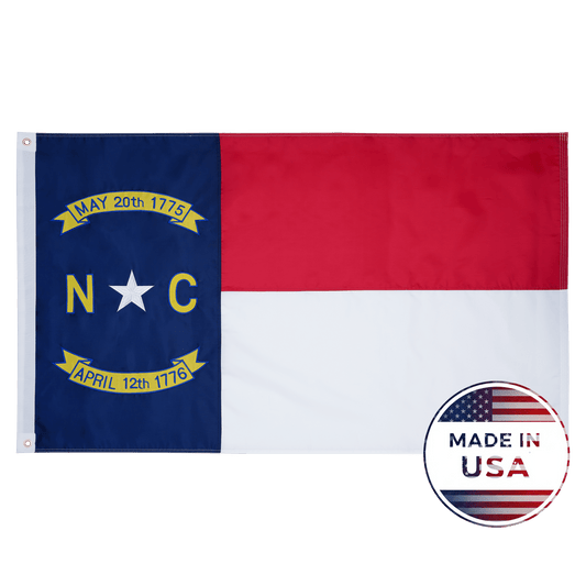 North Carolina state flag made in USA with embroidered outdoor construction