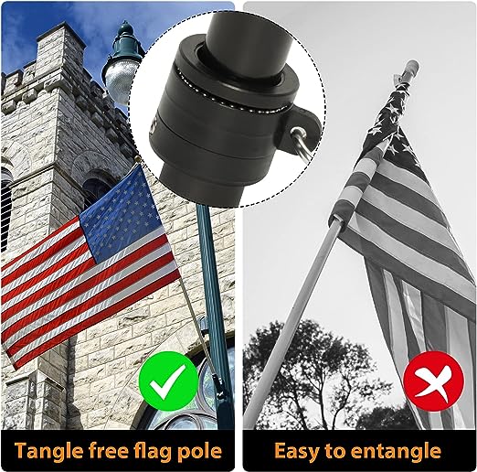 Flag Pole Kit for House - 6FT Residential / Commercial Outdoor Flagpole with Bracket, 2 No-Tangle Ball&nbsp;Bearing Rings