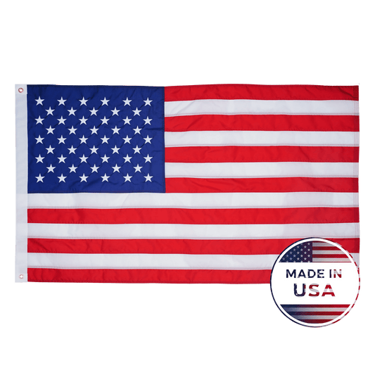 Nylon American flag made in USA with embroidered stars and sewn stripes