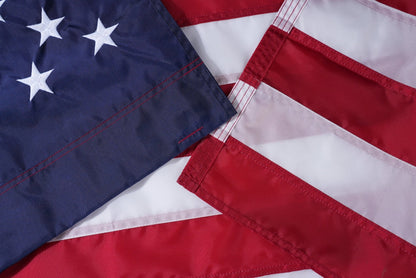 Made in USA nylon American flag pole sleeve and stitching detail