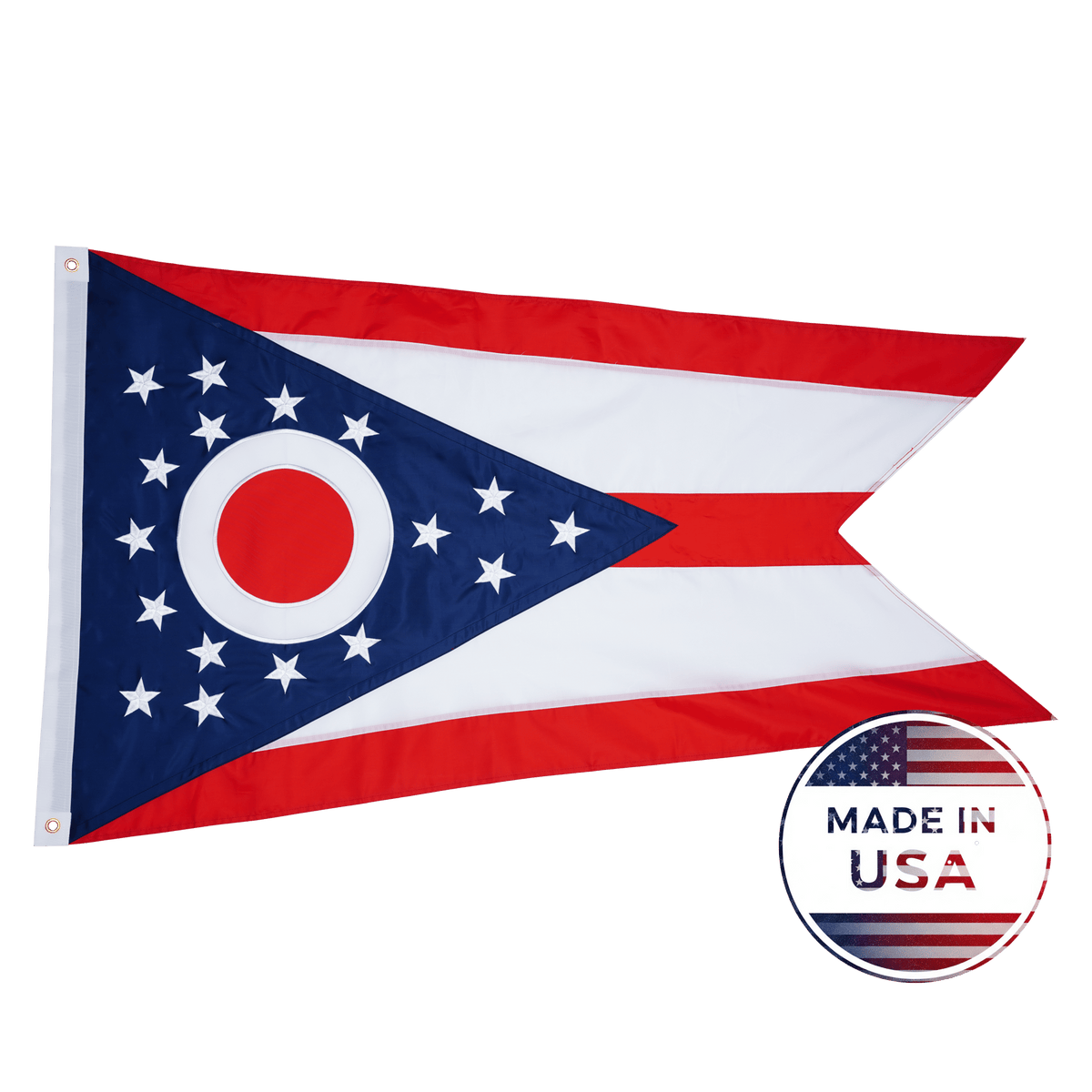 Ohio state flag made in USA with embroidered outdoor construction