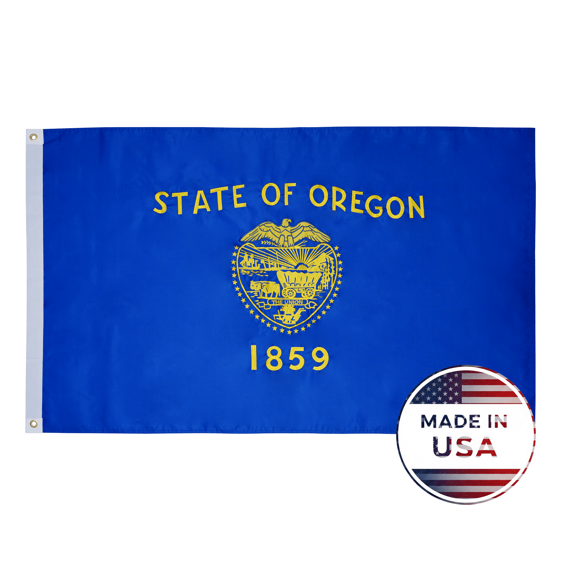 Oregon state flag made in USA with embroidered outdoor construction