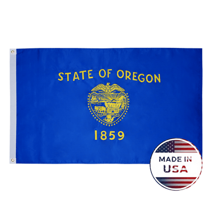 Oregon state flag made in USA with embroidered outdoor construction