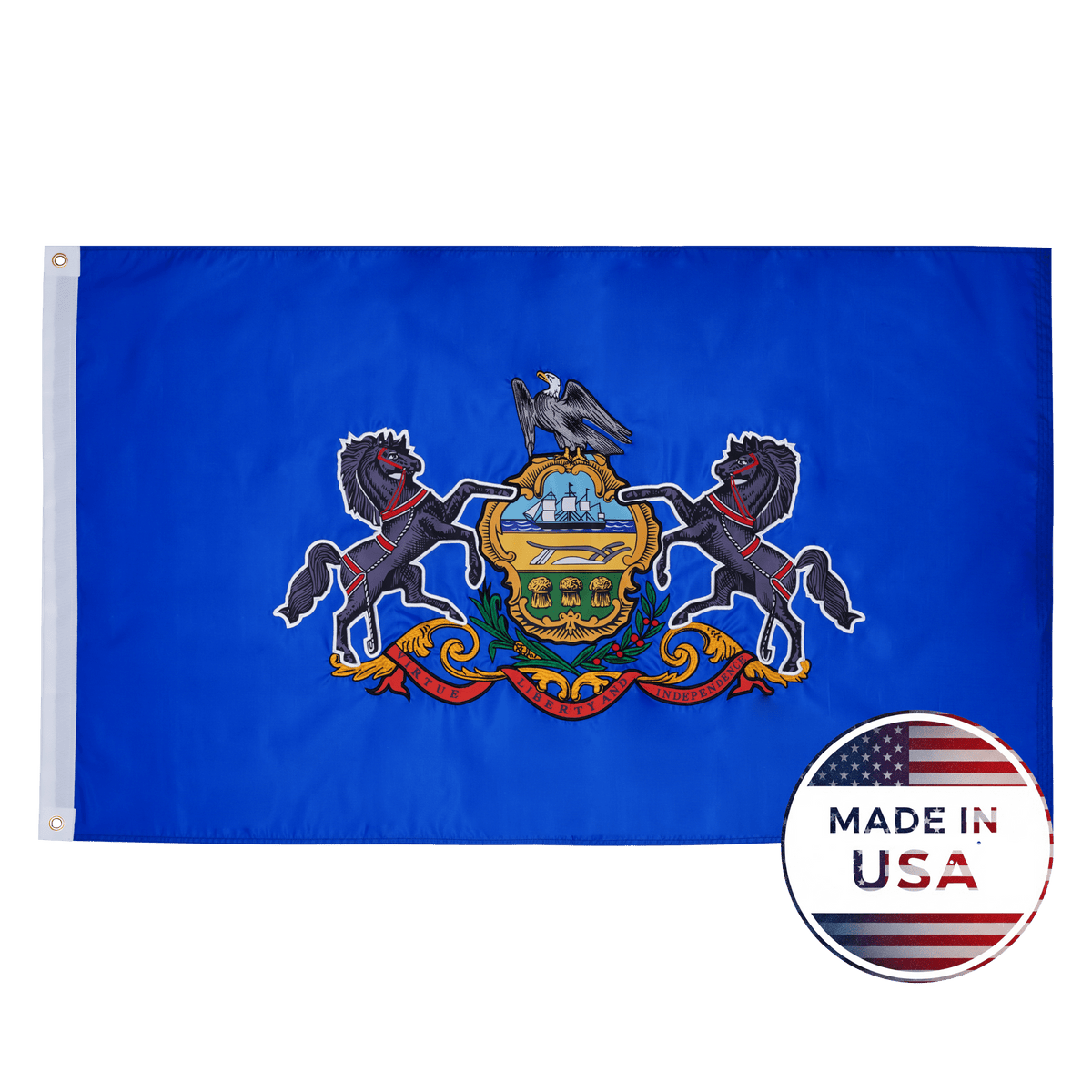 Pennsylvania state flag made in USA with embroidered outdoor construction