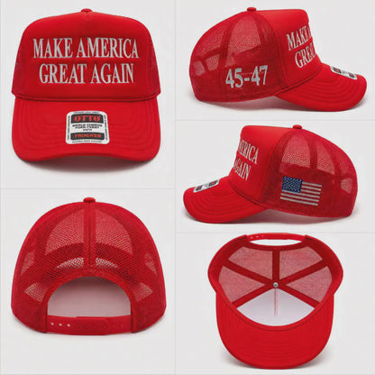 MAGA Trucker Hat – Make America Great Again 45-47 Red Mesh Cap