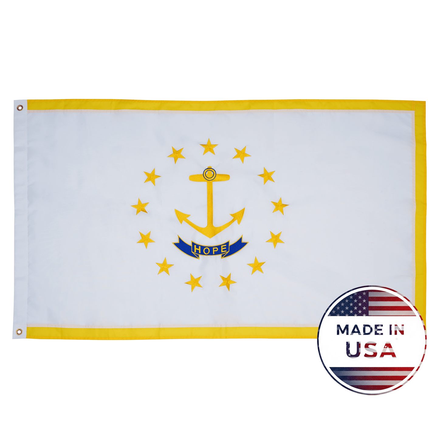 Rhode Island State Flag Made in USA – Embroidered Flag