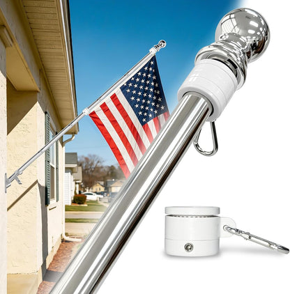 6FT Stainless Steel Flagpole - Tangle-Free Outdoor Flagpole Kit Without Bracket