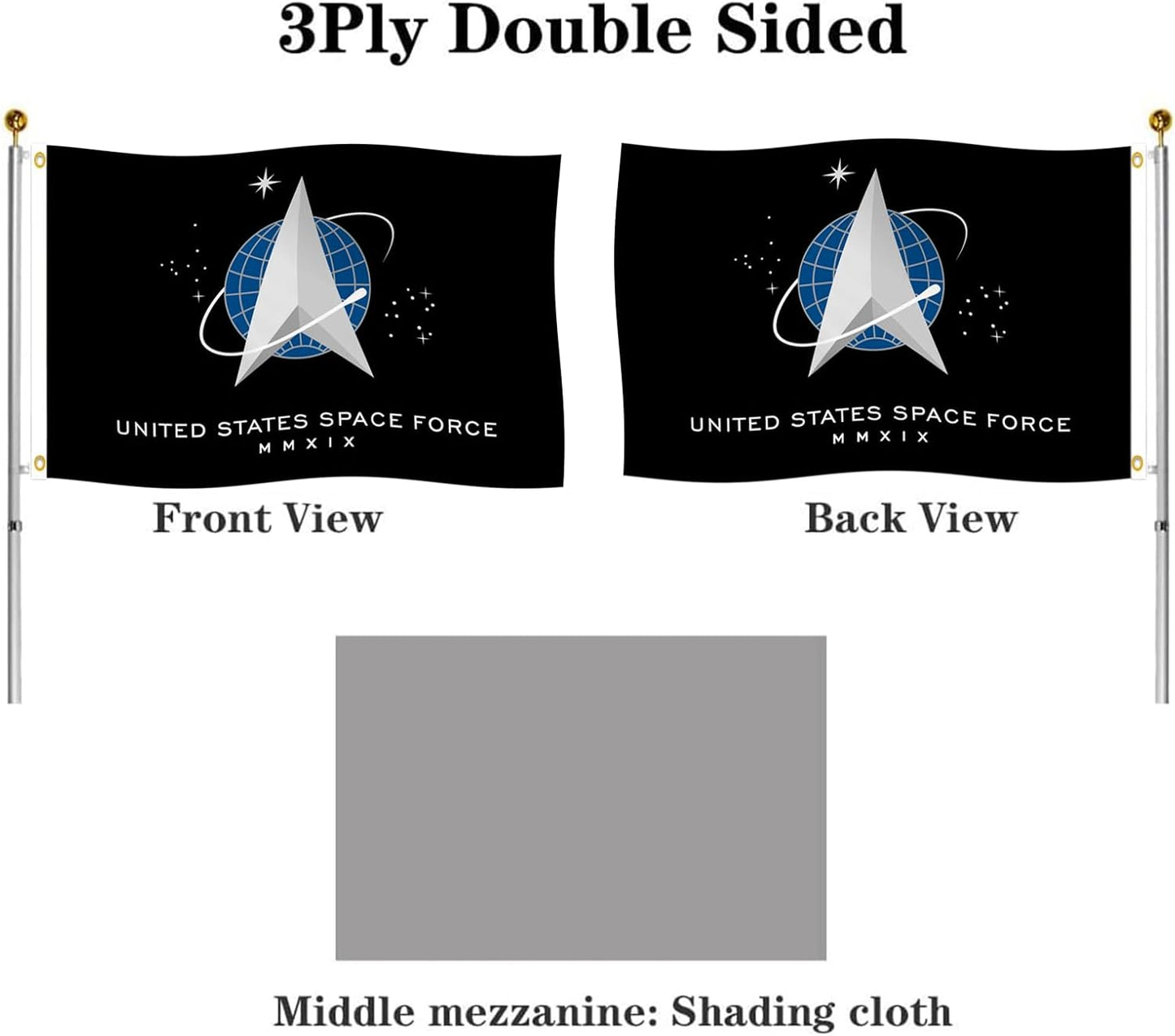 Space Force Flag – 3x5 Ft 3 Ply Heavy Duty Double Sided Polyester All-Weather Flag