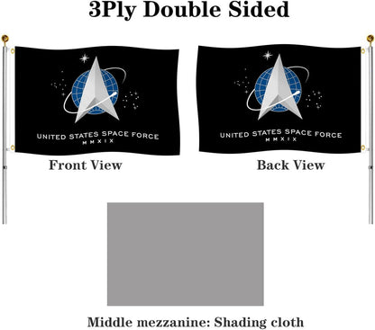 Space Force Flag – 3x5 Ft 3 Ply Heavy Duty Double Sided Polyester All-Weather Flag