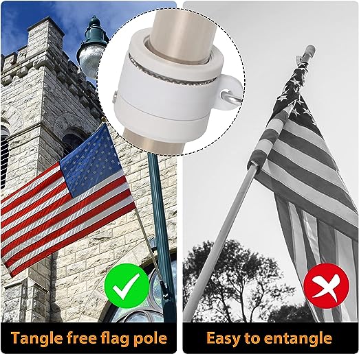 Flag Pole Kit for House - 6FT Residential / Commercial Outdoor Flagpole with Bracket, 2 No-Tangle Ball&nbsp;Bearing Rings