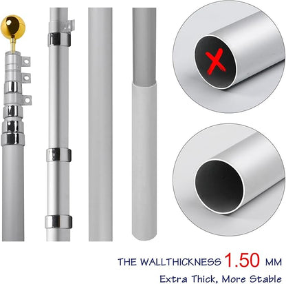 20FT Telescoping Flag Pole Kit with 3x5 American Flag: - Freedom Flag Co.