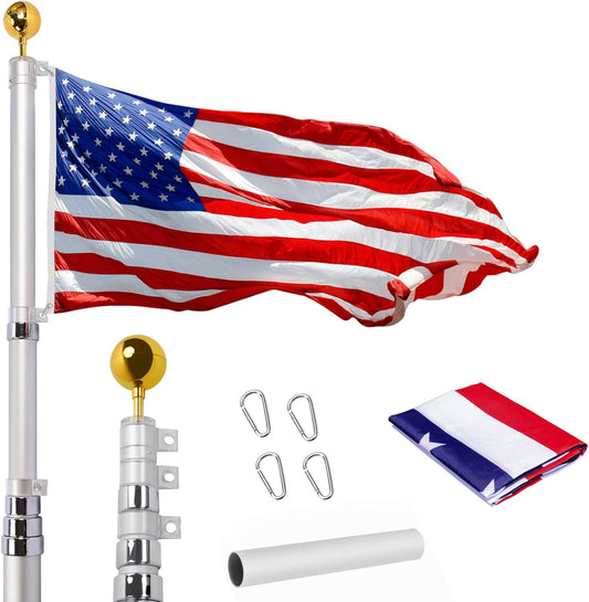 20FT Telescoping Flag Pole Kit with 3x5 American Flag: