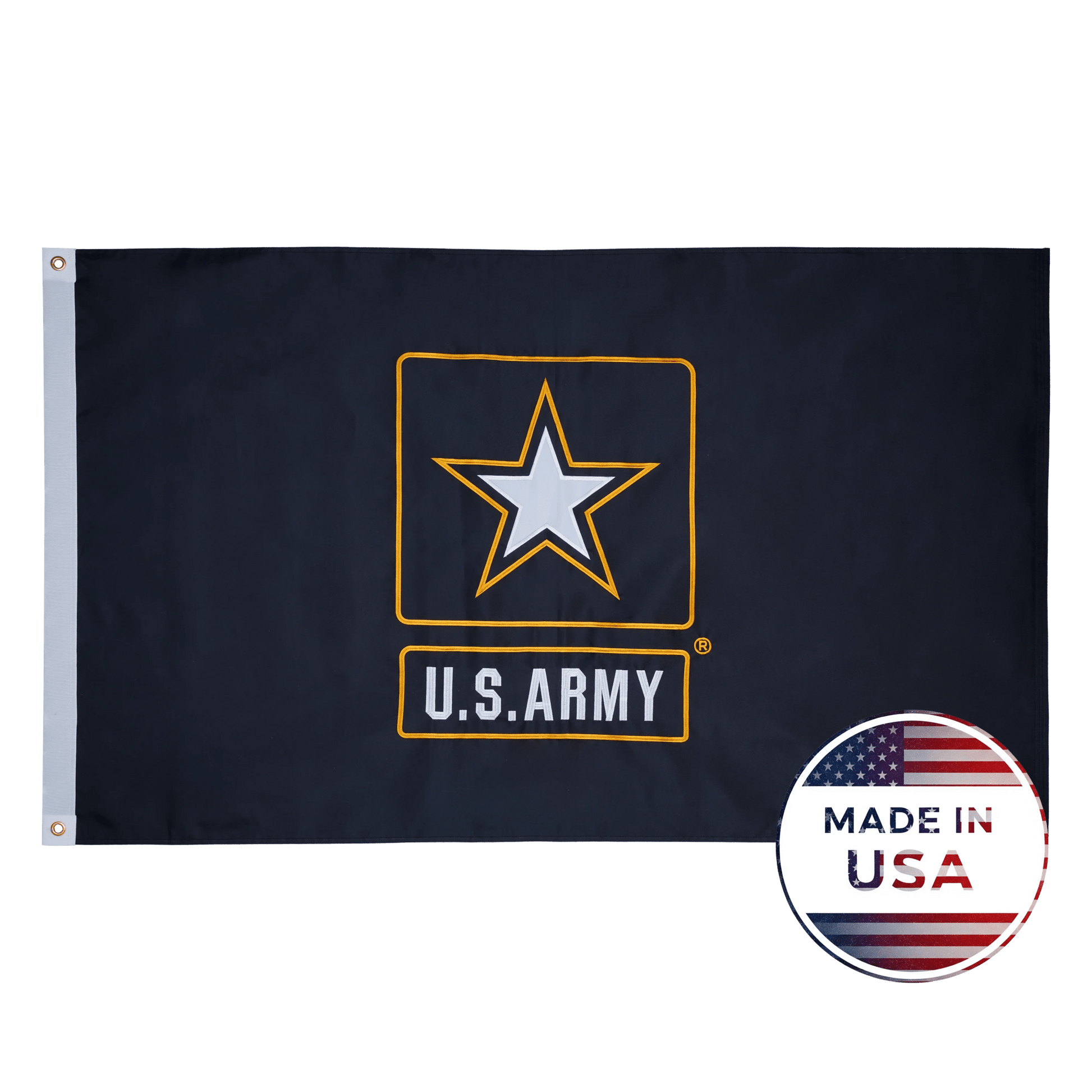 Black U.S. Army flag made in USA with double-sided construction