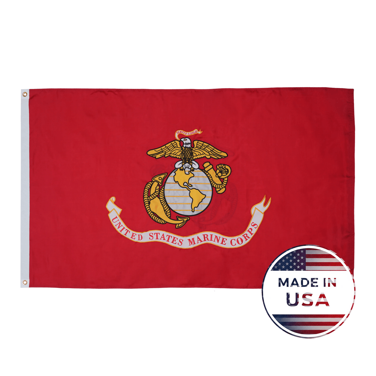 U.S. Marine Corps flag made in USA with double-sided construction