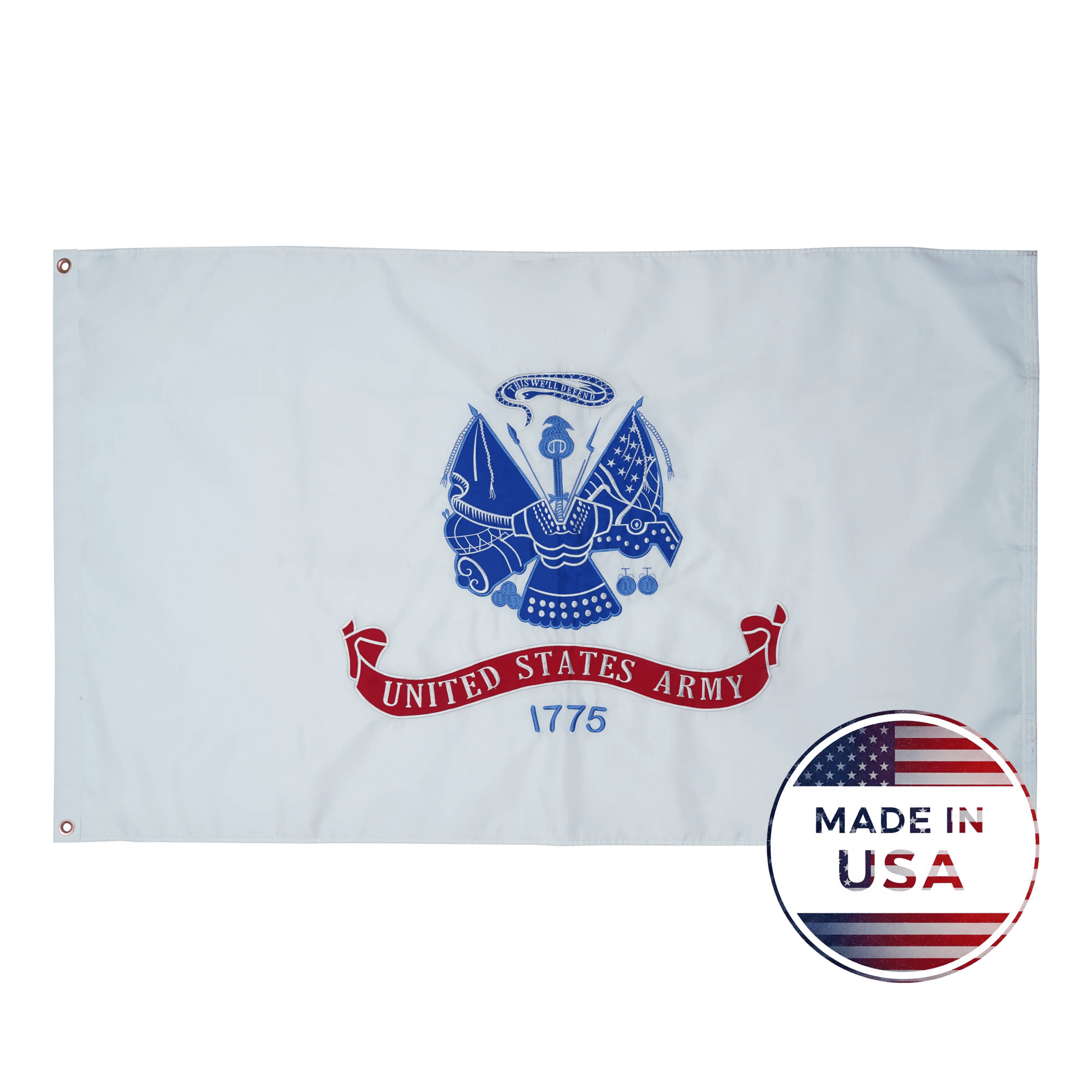 White U.S. Army flag made in USA with double-sided construction