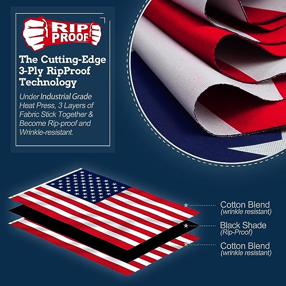 Rip-Proof Technology Double Sided 3-Ply American USA Flag 3×5 Foot