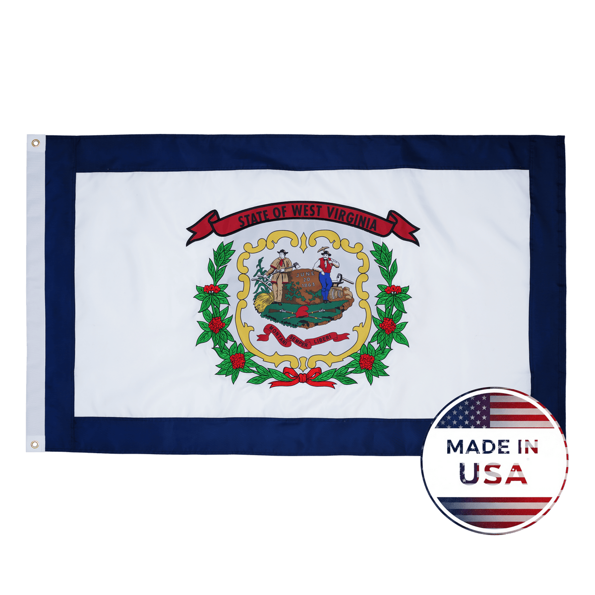 West Virginia State Flag Made in USA – Embroidered Flag