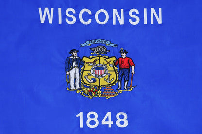 Wisconsin State Flag Made in USA – Embroidered Outdoor Flag