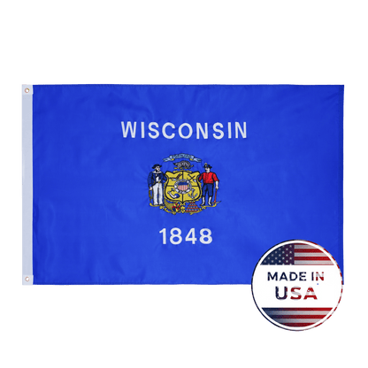 Wisconsin State Flag Made in USA – Embroidered Outdoor Flag