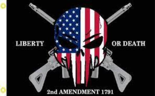 Liberty or Death 2nd Amendment USA Punisher Flag